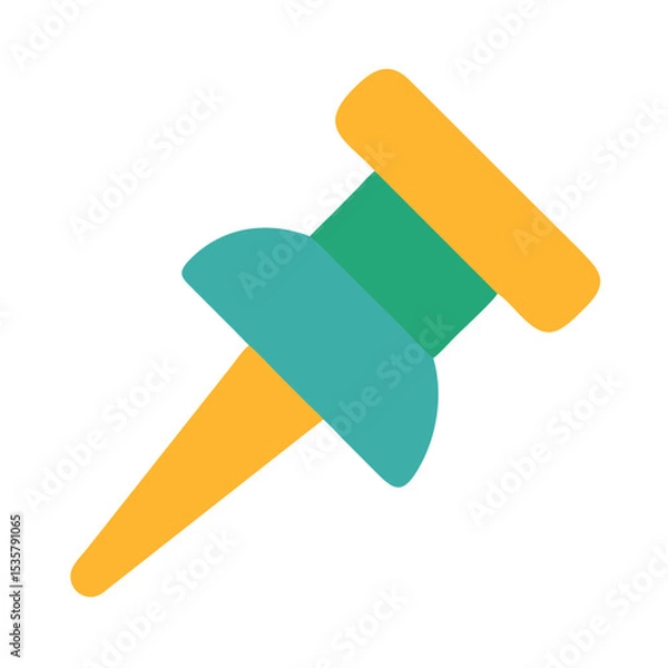 Fototapeta Simple Colorful Thumb Tack or Push Pin Illustration for Bulletin Boards colorful vector icon