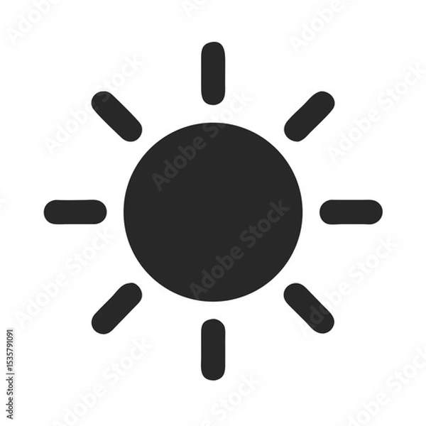 Fototapeta Stylized sun icon with eight rays and a central round disc colorful vector icon