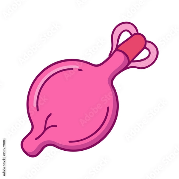 Fototapeta Cartoon Pink Enema Bulb with Purple Outline on a transparent background colorful vector icon