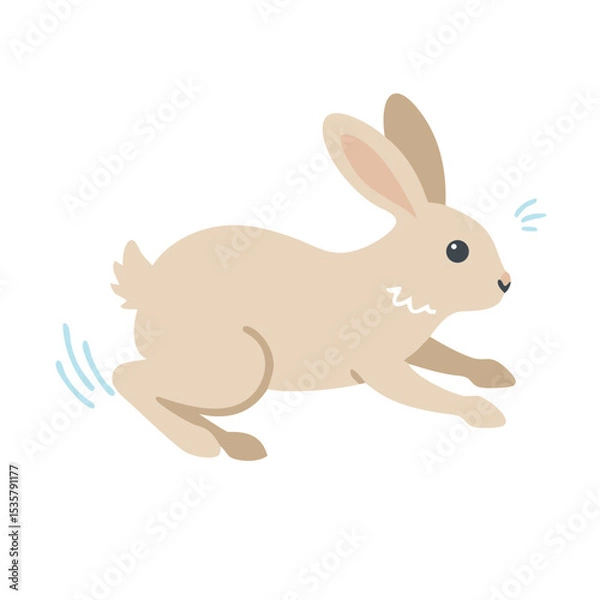 Fototapeta Cartoon illustration of a light brown bunny rabbit leaping forward with energy colorful vector icon