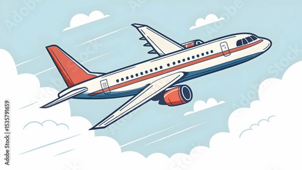 Fototapeta Above the Clouds: Passenger Airplane in Flight"