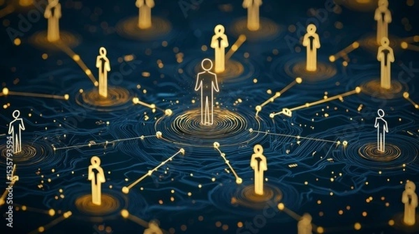 Obraz A digital network connecting individuals, symbolizing social interaction and communication in the modern world.
