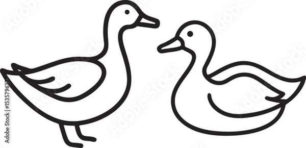 Obraz duck-line-art-with-white-background.eps