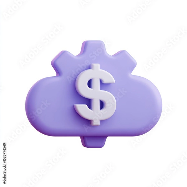Fototapeta Cloud icon with gear and dollar sign representing financial technology or cloud finance digital money management online