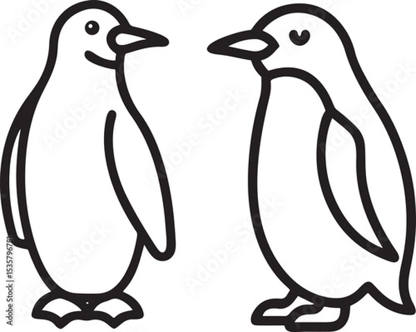Obraz penguin-line-art-with-white-background.eps