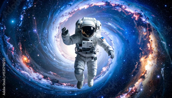 Fototapeta Astronaut Floating in a Cosmic Vortex A Stunning Space Exploration Image