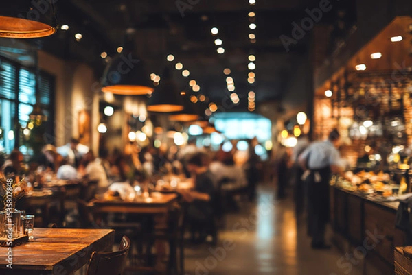 Fototapeta Blurred Restaurant Background with People - Generative AI.
