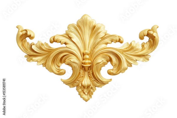 Fototapeta Ornate, golden decorative element with intricate floral patterns and elegant curves, exuding sense of luxury and sophistication