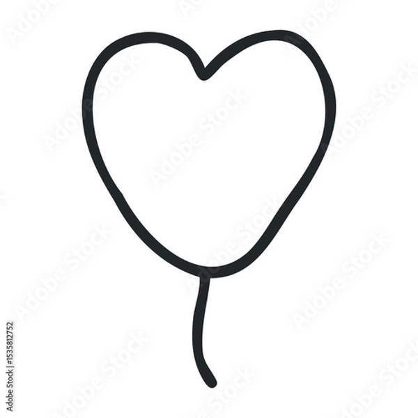 Fototapeta Simple heart-shaped balloon line art minimalist design – stock vector icon in line drawing style