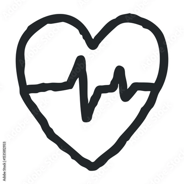Fototapeta Heart-shaped line art emphasizing abstract cardiovascular design – stock vector icon in line drawing style