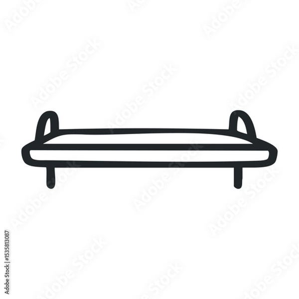 Fototapeta Minimalist black icon of a horizontal metal bench with straight legs – stock vector icon in line drawing style