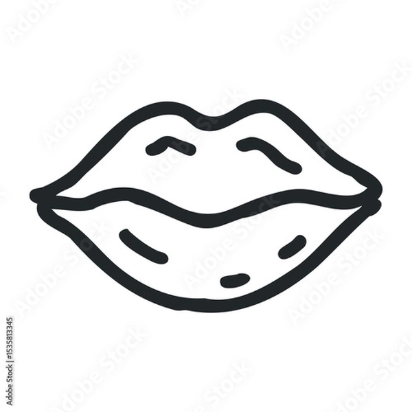 Fototapeta Minimalist line art lips illustration with smooth curves – stock vector icon in line drawing style