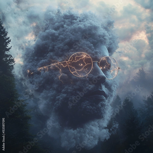 Obraz Surreal Cloud Face with Glasses
