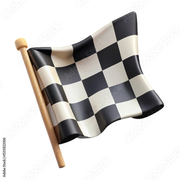 Obraz 3d realistic checkered racing flag render