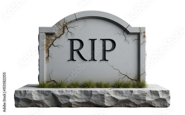 Fototapeta RIP Write On Gravestone isolated, granite tombstone , engraved R.I.P. lettering Cutout 