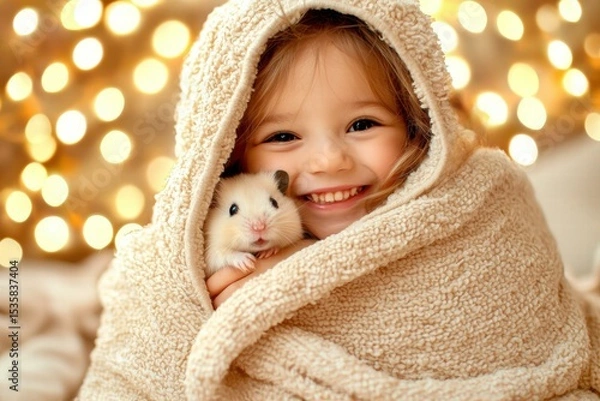Obraz Peaceful slumber with a furry friend. AI.