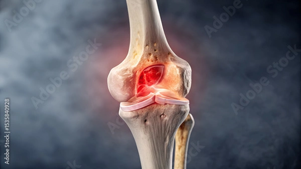 Obraz Human knee joint anatomy with highlighted inflammation and pain