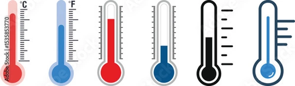 Fototapeta Various Thermometer Readings Showing Different Temperatures