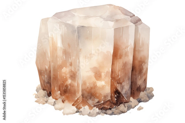 Fototapeta Stunning Watercolor Crystal:  A Textured Mineral Gem on transparent background png