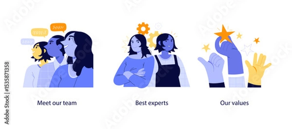 Obraz Vector illustrations of a business team, showcasing top professionals and emphasizing core organizational values and shared goals.