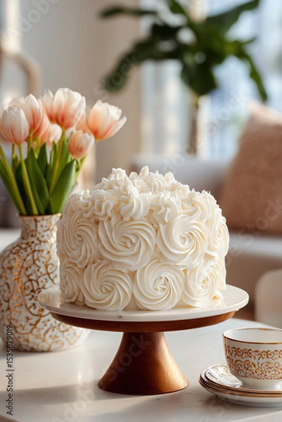 Obraz wedding cake and flowers