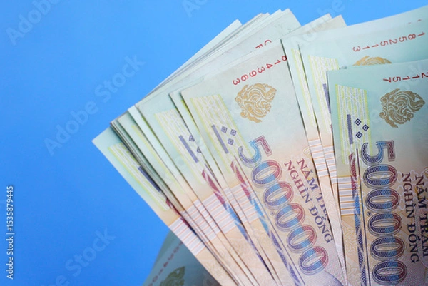 Fototapeta Five hundred thousand dong banknotes