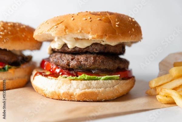 Obraz hamburger on grey background