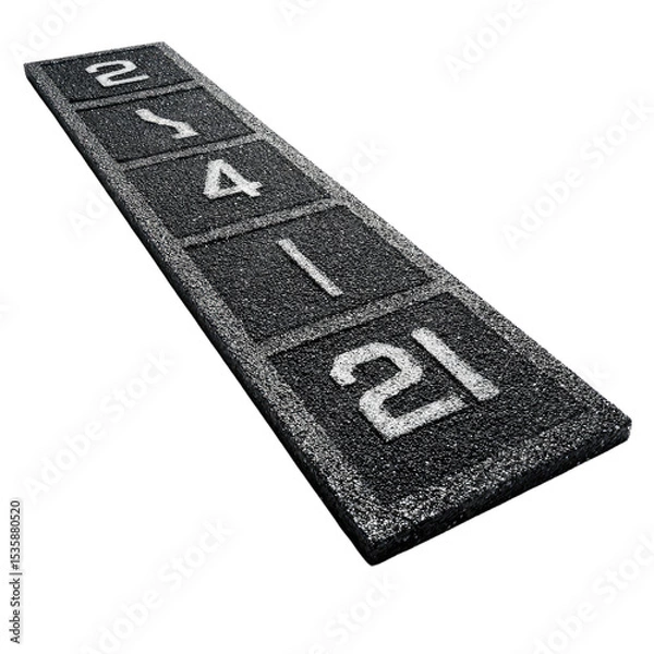 Fototapeta Angled Black Textured Surface with White Numbered Rectangular Sections.