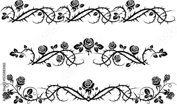 Fototapeta Roses borders set