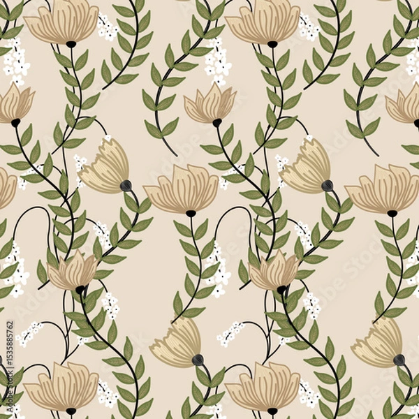 Fototapeta Seamless flower pattern. Abstract pattern. Textile print pattern.