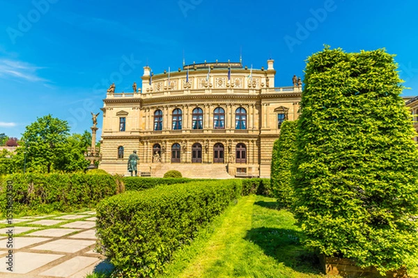 Fototapeta A view across the Park at Jan Palach Square in Prague in springtime