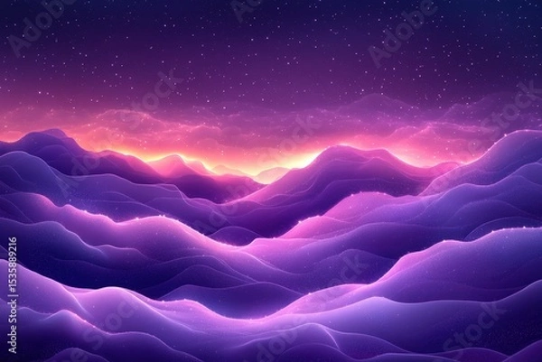 Fototapeta Colorful twilight over rolling hills in vibrant shades of purple and pink, capturing the beauty of nature at dusk