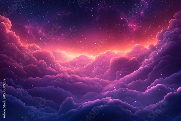 Fototapeta Colorful twilight over rolling hills in vibrant shades of purple and pink, capturing the beauty of nature at dusk