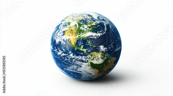 Fototapeta Stylized 3D vector of Earth on a white background, promoting themes like environmental awareness and Earth Day