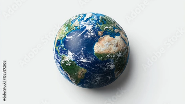Fototapeta Stylized 3D vector of Earth on a white background, promoting themes like environmental awareness and Earth Day