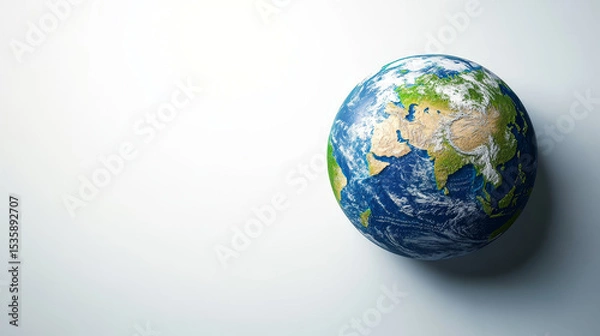 Fototapeta Stylized 3D vector of Earth on a white background, promoting themes like environmental awareness and Earth Day