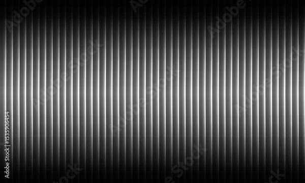 Fototapeta Monochrome refractive illusion with vertical ribbed glass texture and dynamic layered stripe depth