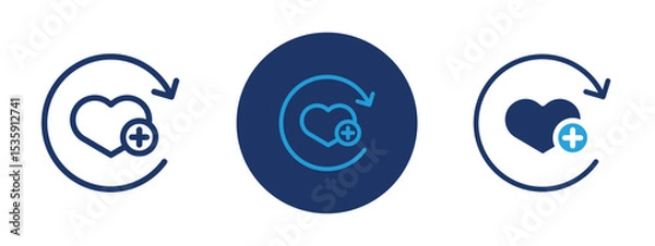 Fototapeta set of colored pixel perfect Medical recover icon 1, 1 silhouette, 1 unexpanded, Person with bandage and heart icon, representing patient recovery.