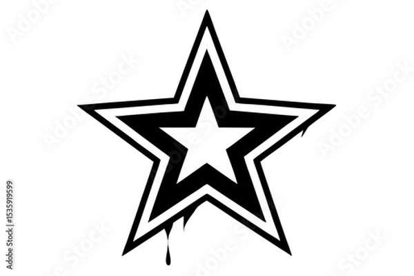 Obraz Black Star Outline Graffiti Spray Paint Dripping vector 1