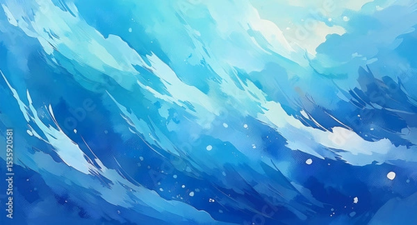 Obraz blue tones dynamic watercolor abstract background