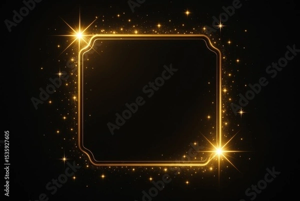 Fototapeta Radiant Golden Frame with Magical Shimmer and Luxury Glamour Background Design