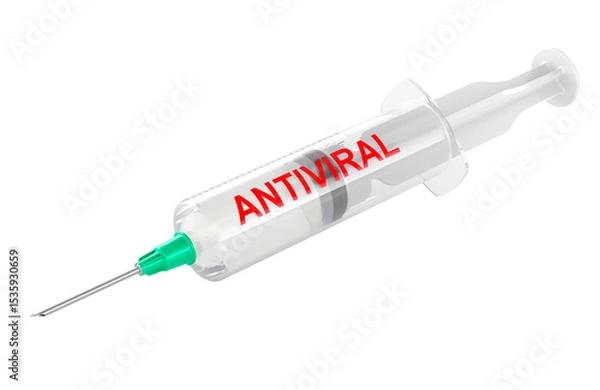 Obraz Syringe with Antiviral. 3D rendering isolated on transparent background