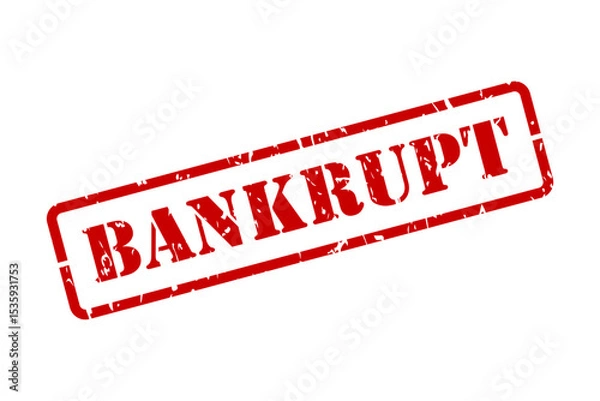 Fototapeta Bankrupt label in stencil lettering as an isolated red rubber stamp vector