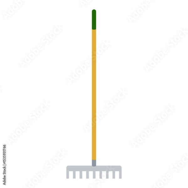 Fototapeta Garden rake with flat head for gardening in vector icon