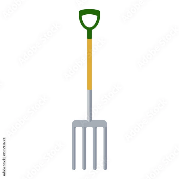 Fototapeta Garden fork or digging fork gardening tool in a flat design vector icon
