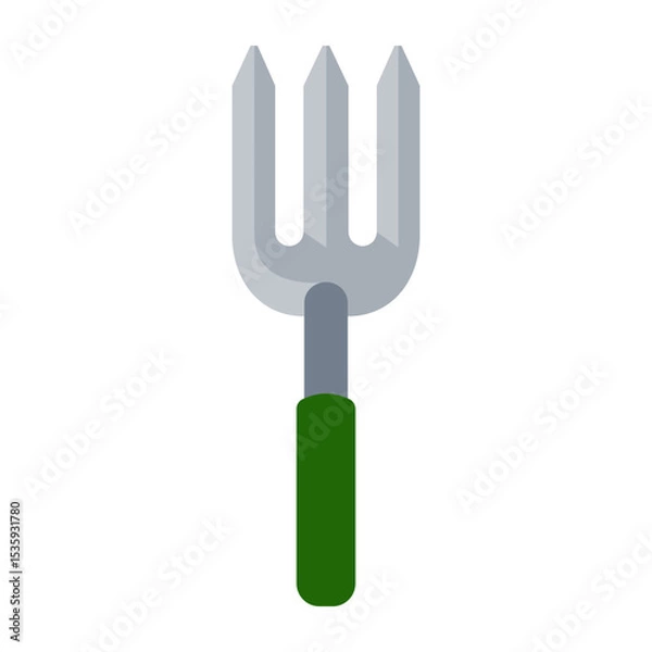 Fototapeta Gardening fork hand tool for weeding in flat design vector icon