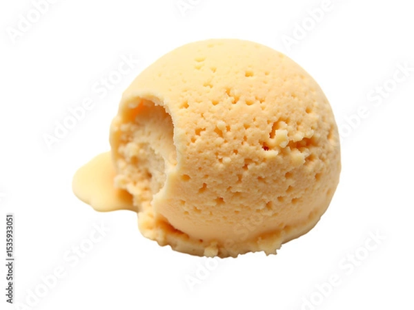Fototapeta Caramel ice cream scoop, close-up view, plain white background,ice,dessert,food