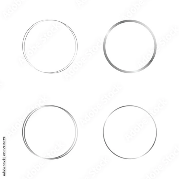 Fototapeta Silver Circle Frames Set Vector Design.