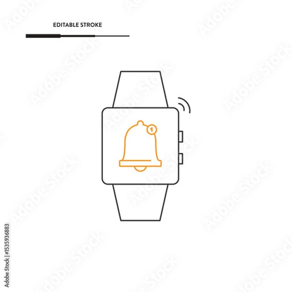 Fototapeta Smart Watch And Notification Icon Vector Design. 