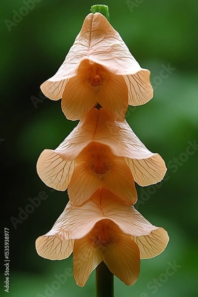 Fototapeta A cluster of dainty apricot-colored flower bells, delicately arranged vertically
